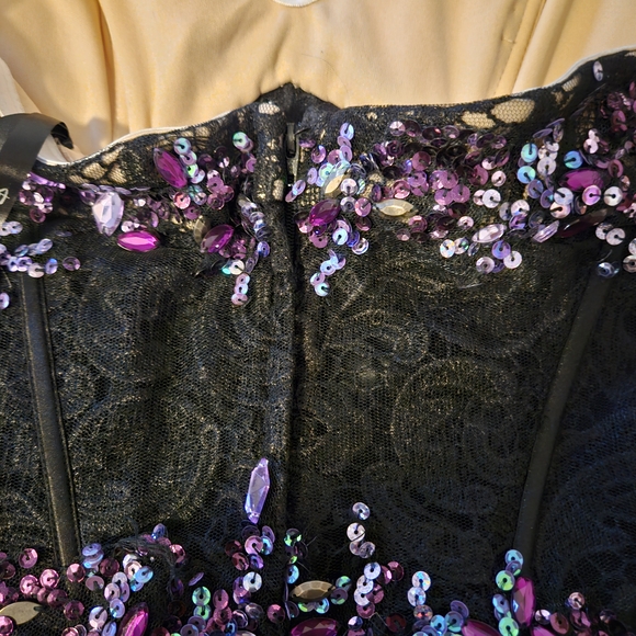 Black and Purple Sequin Homecoming Mini Dress - Picture 5 of 6